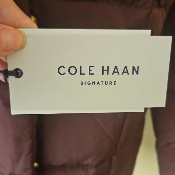 Cole Haan Women's Puffer Jacket - Deep Burgundy 32" Taffeta Down Coat - Picture 2 of 16